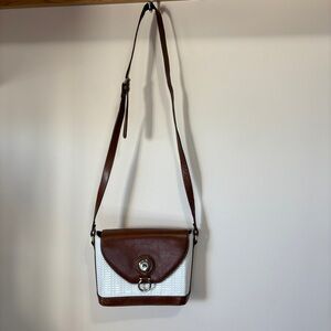 Alcam Italian Moda Brown & White Crossbody Bag Travel Purse